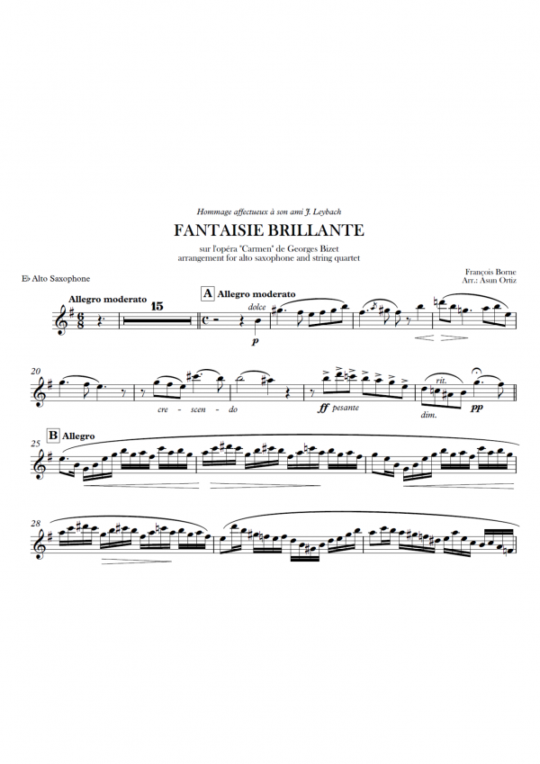 alto borne Fantaisie brillante (arr. saxofón alto y cuarteto de cuerda)