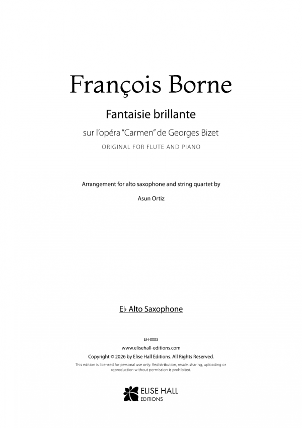 portada saxo Fantaisie brillante (arr. saxofón alto y cuarteto de cuerda)